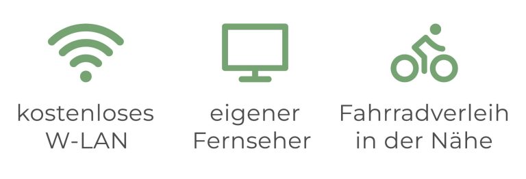 kostenloses W-LAN, eigener Fernseher, Fahrradverleih in der Nähe